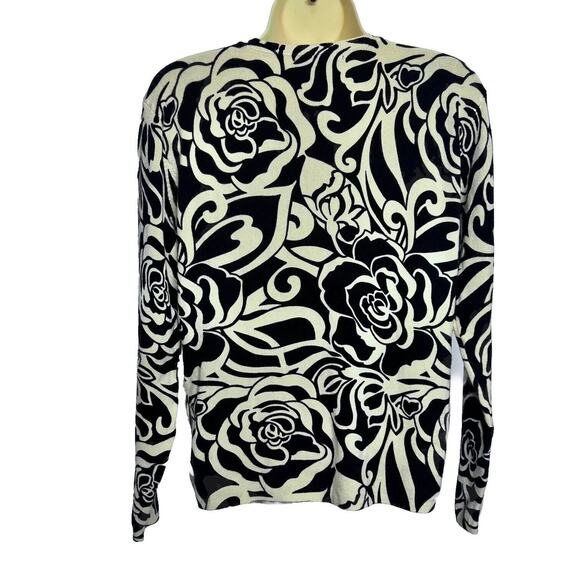 Pierri New York Floral Beaded Sweater Womens Large Yellow Black Classic Loose - Picture 3 of 6